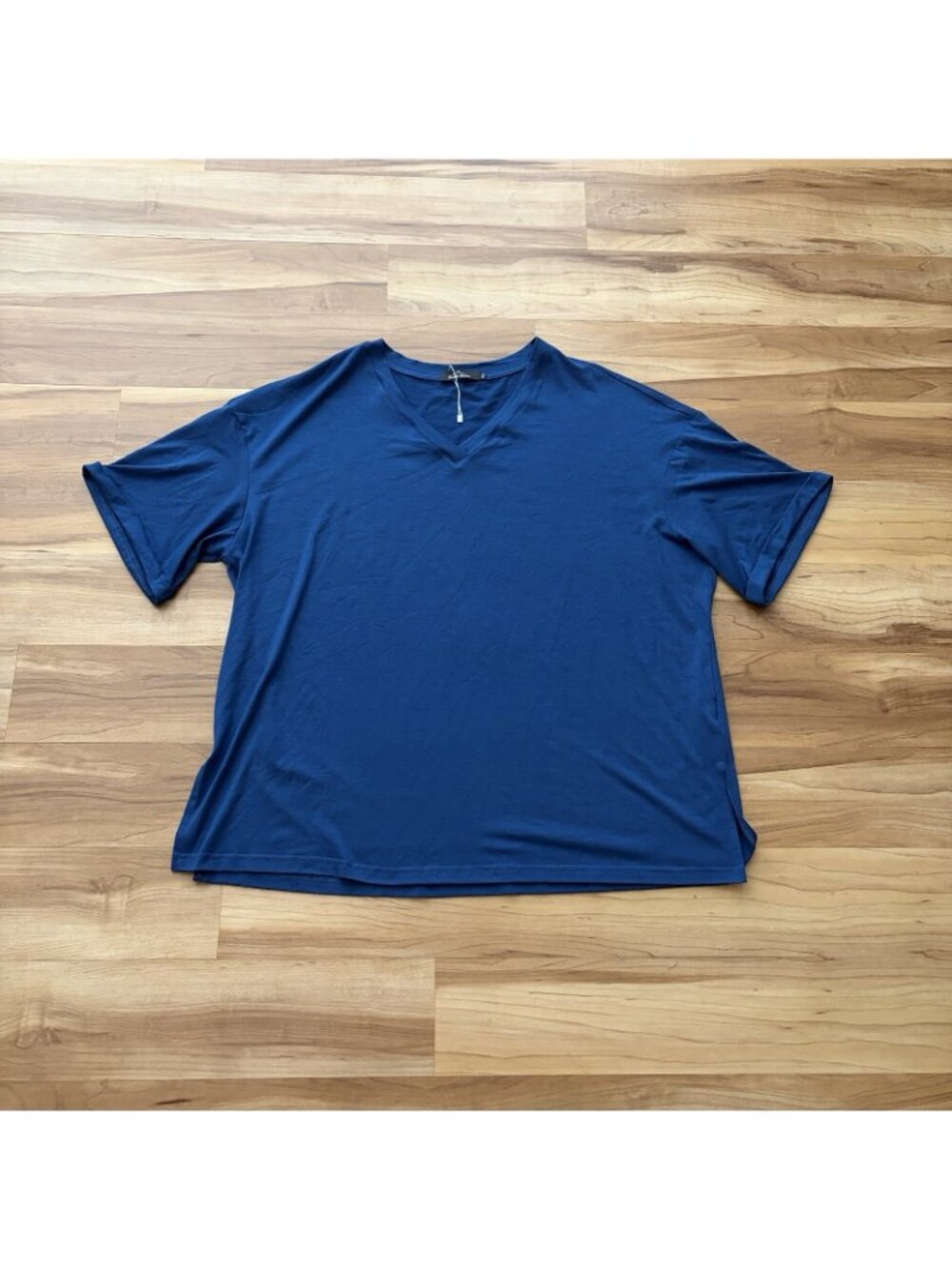 Oversized Blue V-Neck Long Sleeve Top 2XL Trendy Queen Relaxed Fit - Picture 2 of 8